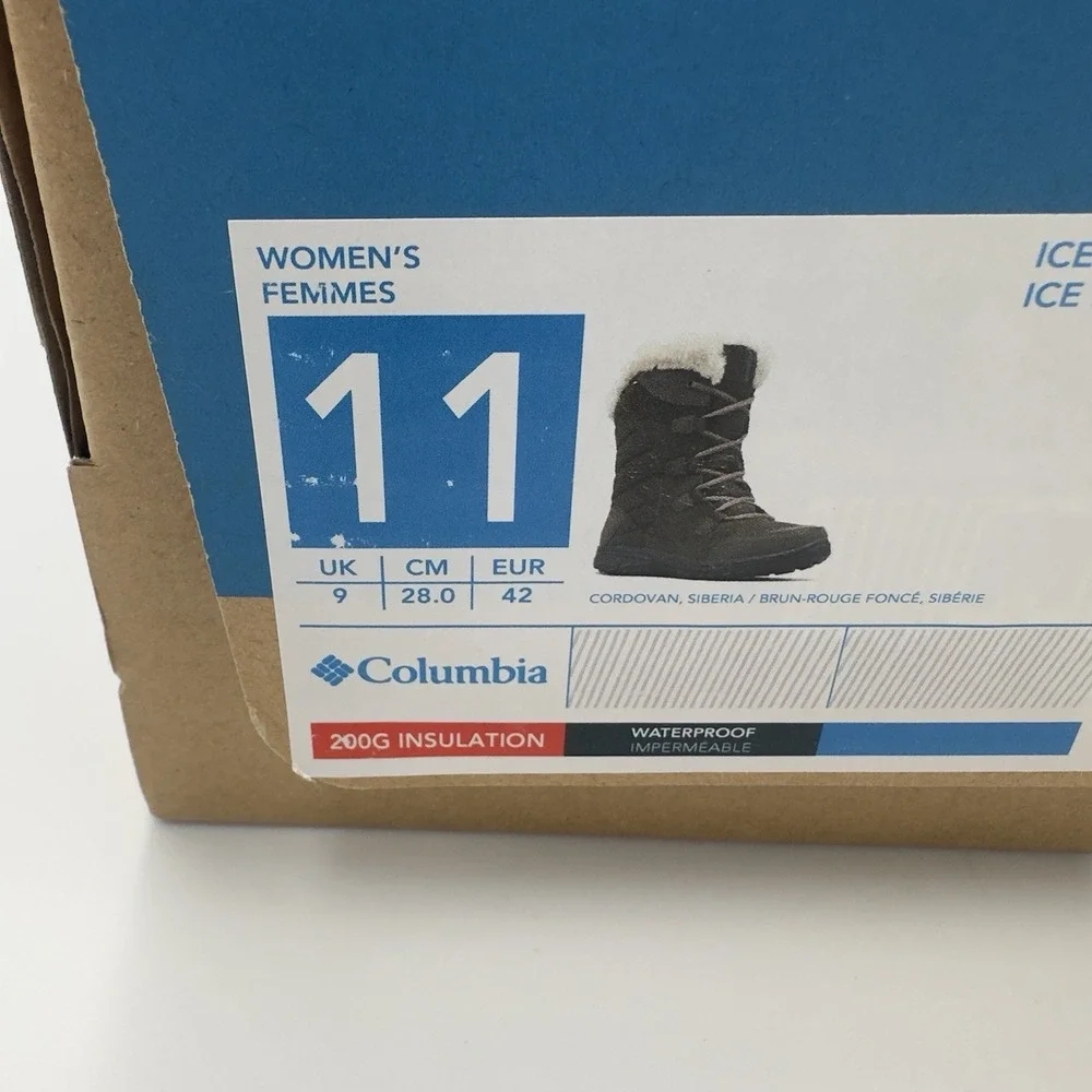 Columbia Ice Maiden II Women's size 11 Waterproof Lace Up Winter Brown Fur Boots